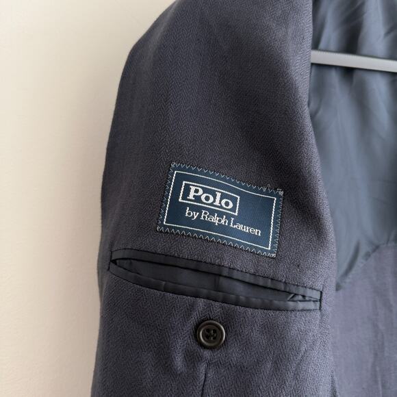 Polo Ralph Lauren Blazer Mens 44L Navy Linen Sport Coat Unstructured Italy Made - Picture 6 of 12